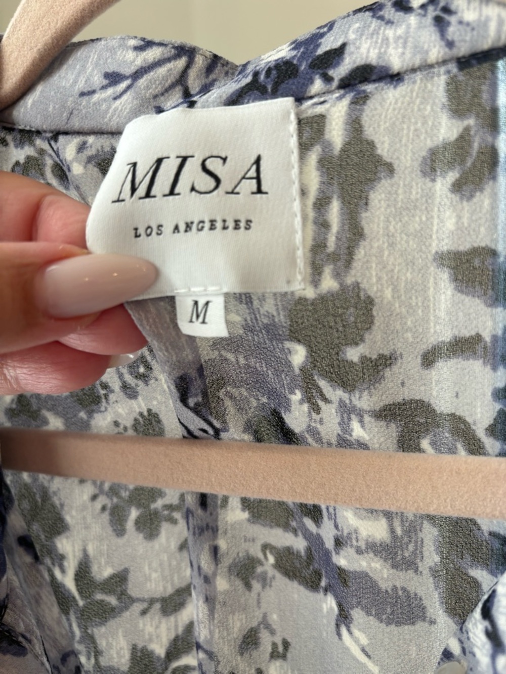 Misa Los Angeles Navy and White Floral Ruffle Blouse - Picture 2 of 2